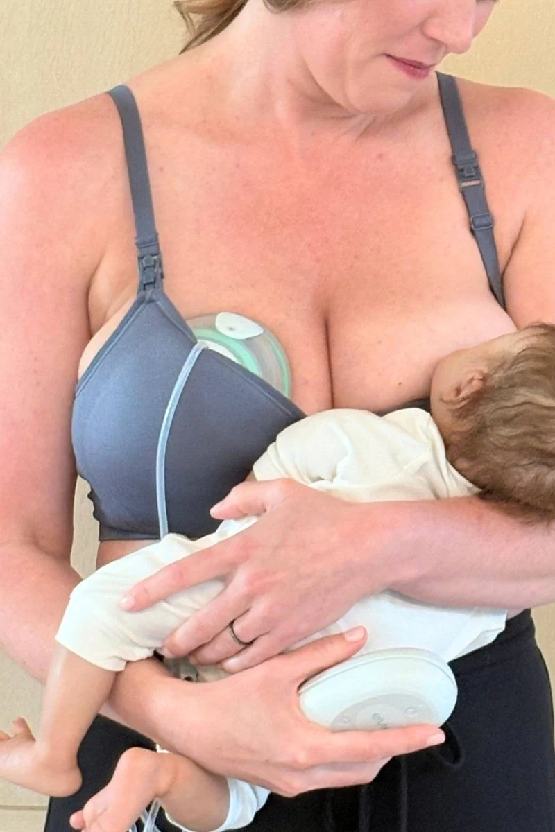 SuperMom® Silhouette Hands-Free Pumping & Nursing Bra | Maine Blue - Image 4