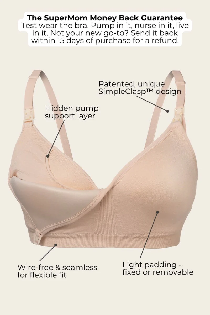 SuperMom® Silhouette Hands-Free Pumping & Nursing Bra | Sunkissed Rose - Image 3